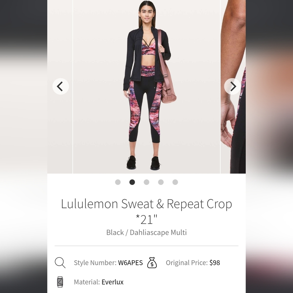 lululemon athletica Black with Dahliascape Multi Legging Crop